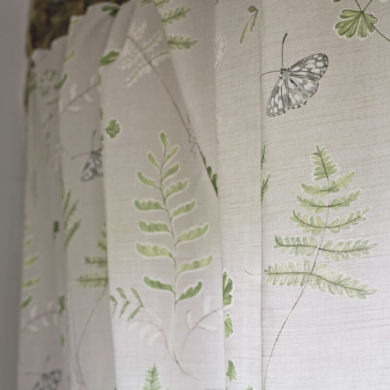 Brook Meadows Fern - green on biscuit