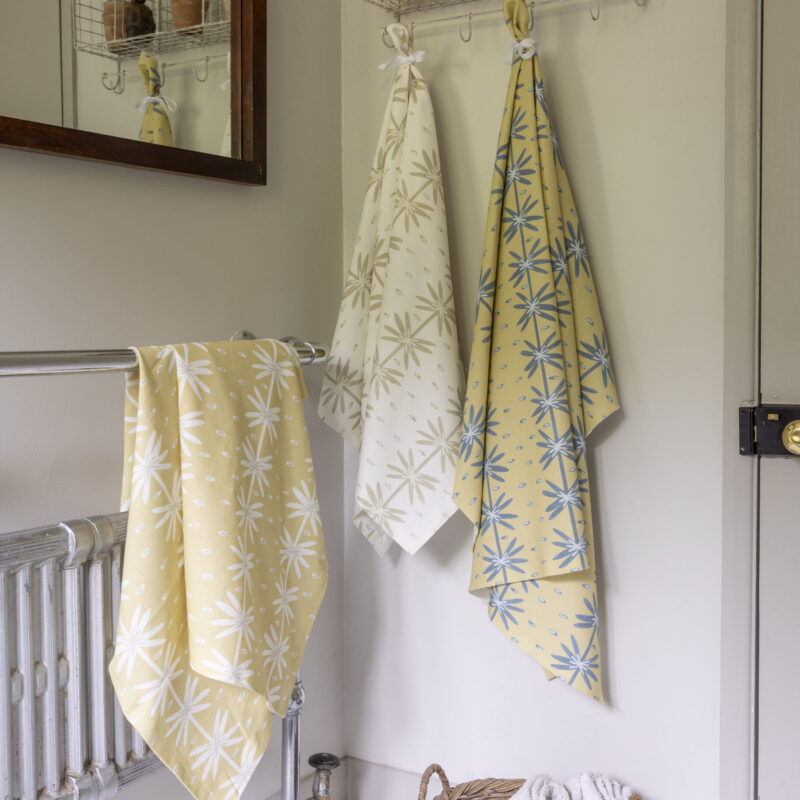 Holly Lasseter Aster Mustard, Stone Natural and Mustard Blue fabric