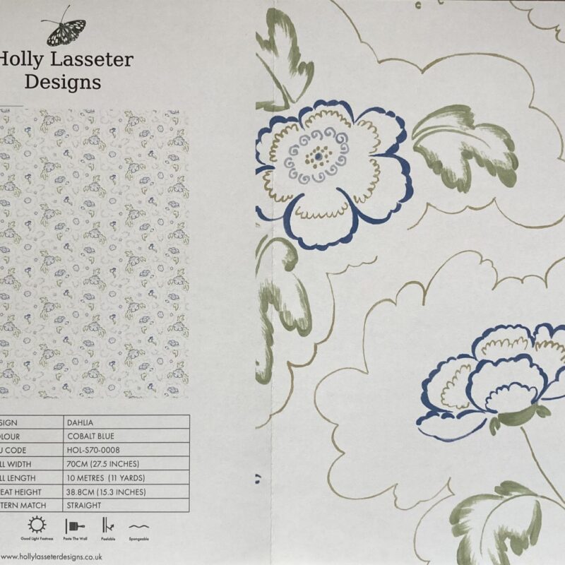 Dahlia Cobalt Wallpaper Sample
