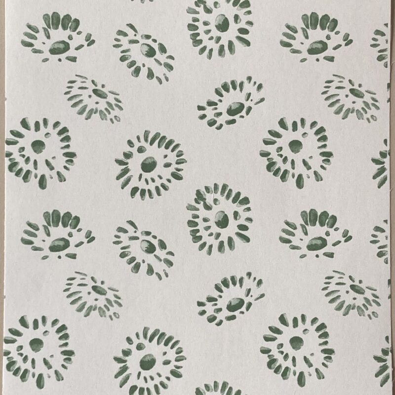 Daisies green wallpaper sample