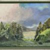 Bright sun on Kilmackkillogue Harbour, from Derreen Gardens, Ireland. Oil on canvas board. Framed