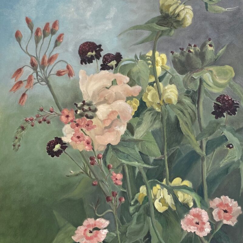 Garden Flowers oil on canvas board