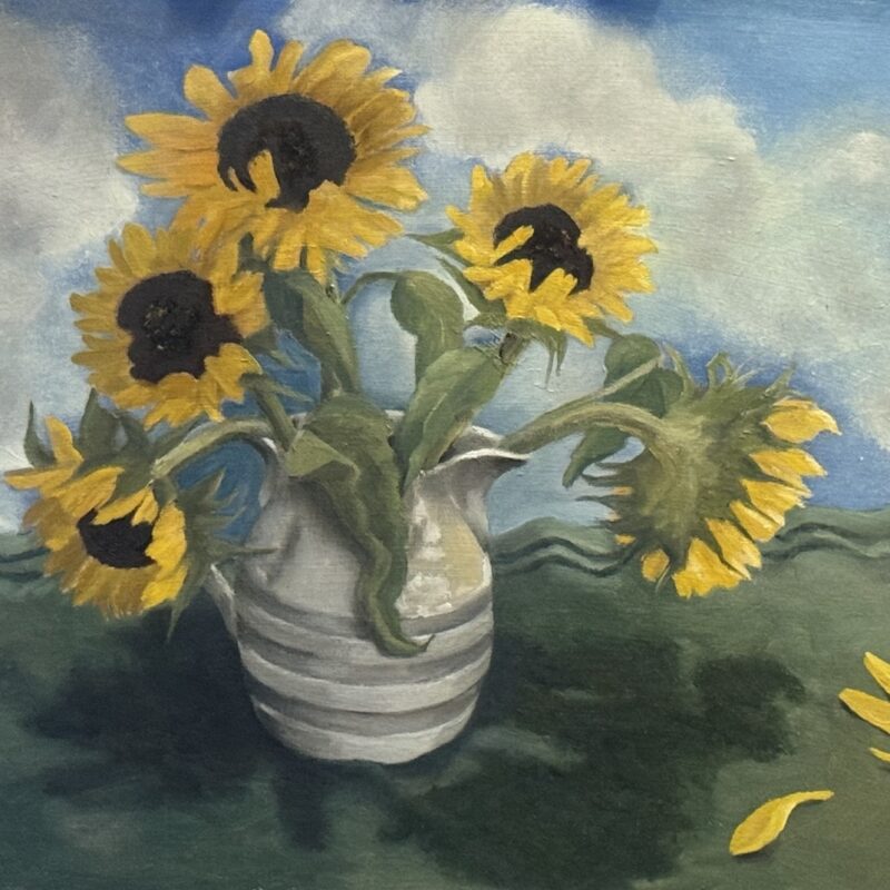 Sunflowers oil on canvas board £350 59x42cms